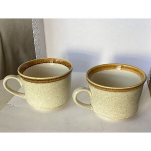 Mikasa Stone Manor Coffee Mugs Cups Whole Wheat Set Of 2 Stoneware Vintage